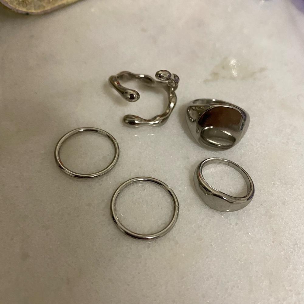 ZARA Silver Ring jewelry stackable minimalist Set bundle lot